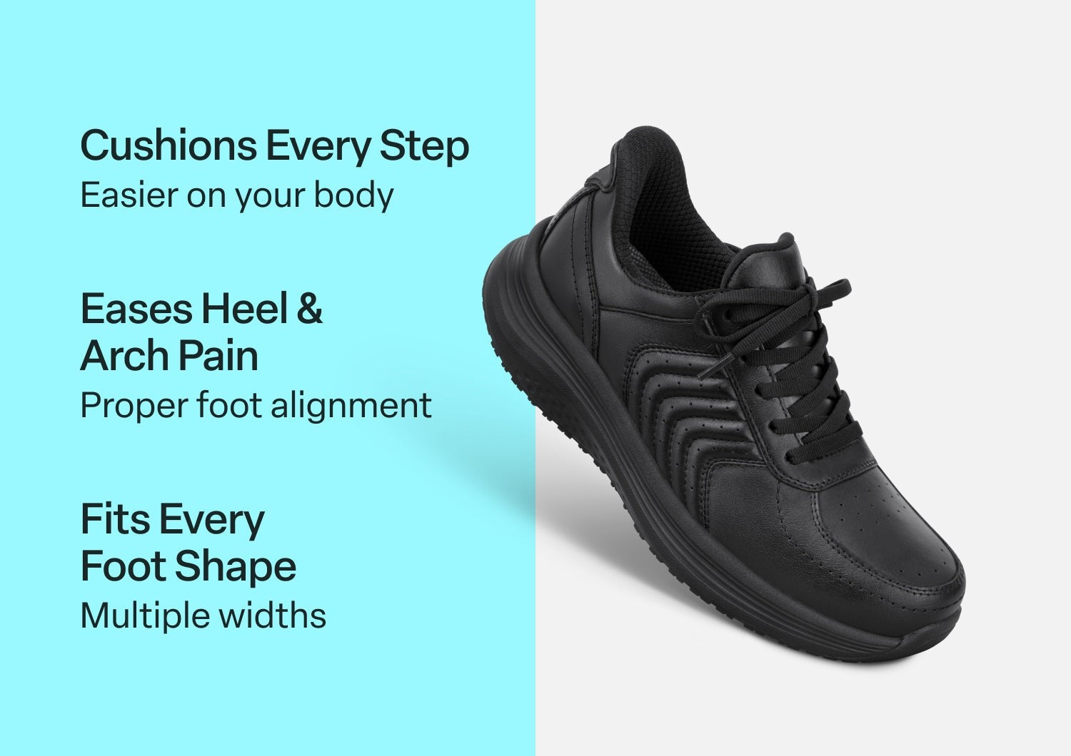 Orthofeet Roam Hands-Free Support Women's Sneakers - Black - Comfort Benefits - 2