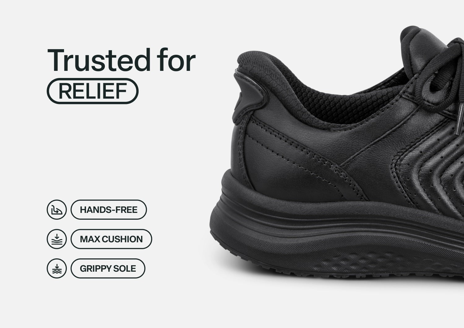Orthofeet Roam Hands-Free Support Women's Sneakers - Black - Feature Detail - 3
