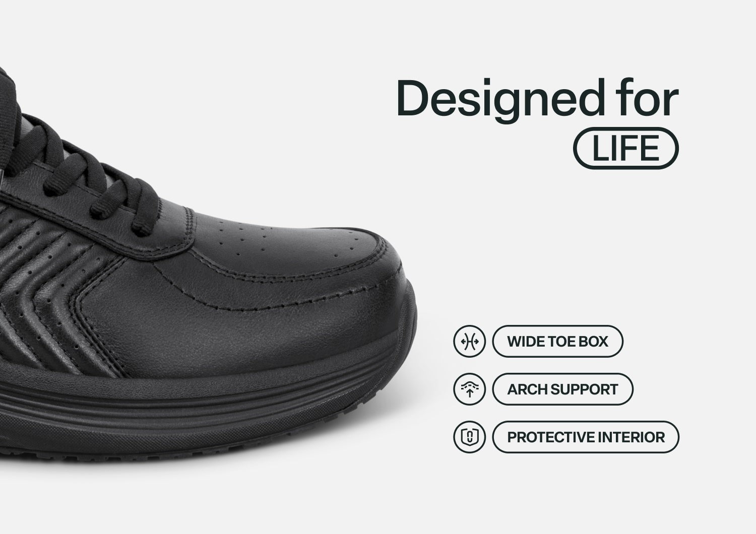 Orthofeet Roam Hands-Free Support Women's Sneakers - Black - Feature Detail - 4