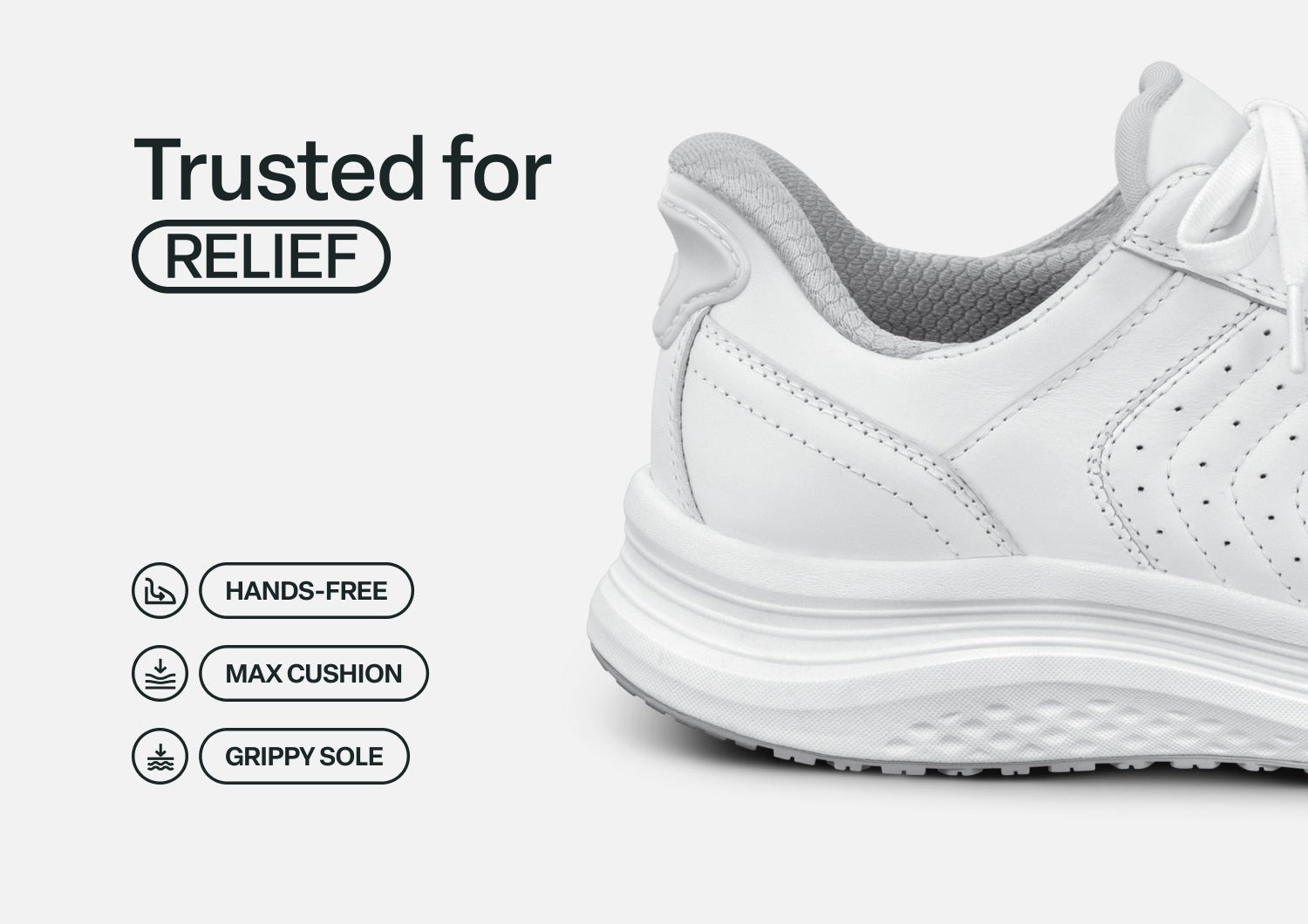 Orthofeet Roam Hands-Free Support Women's Sneakers - White - Feature Detail - 3
