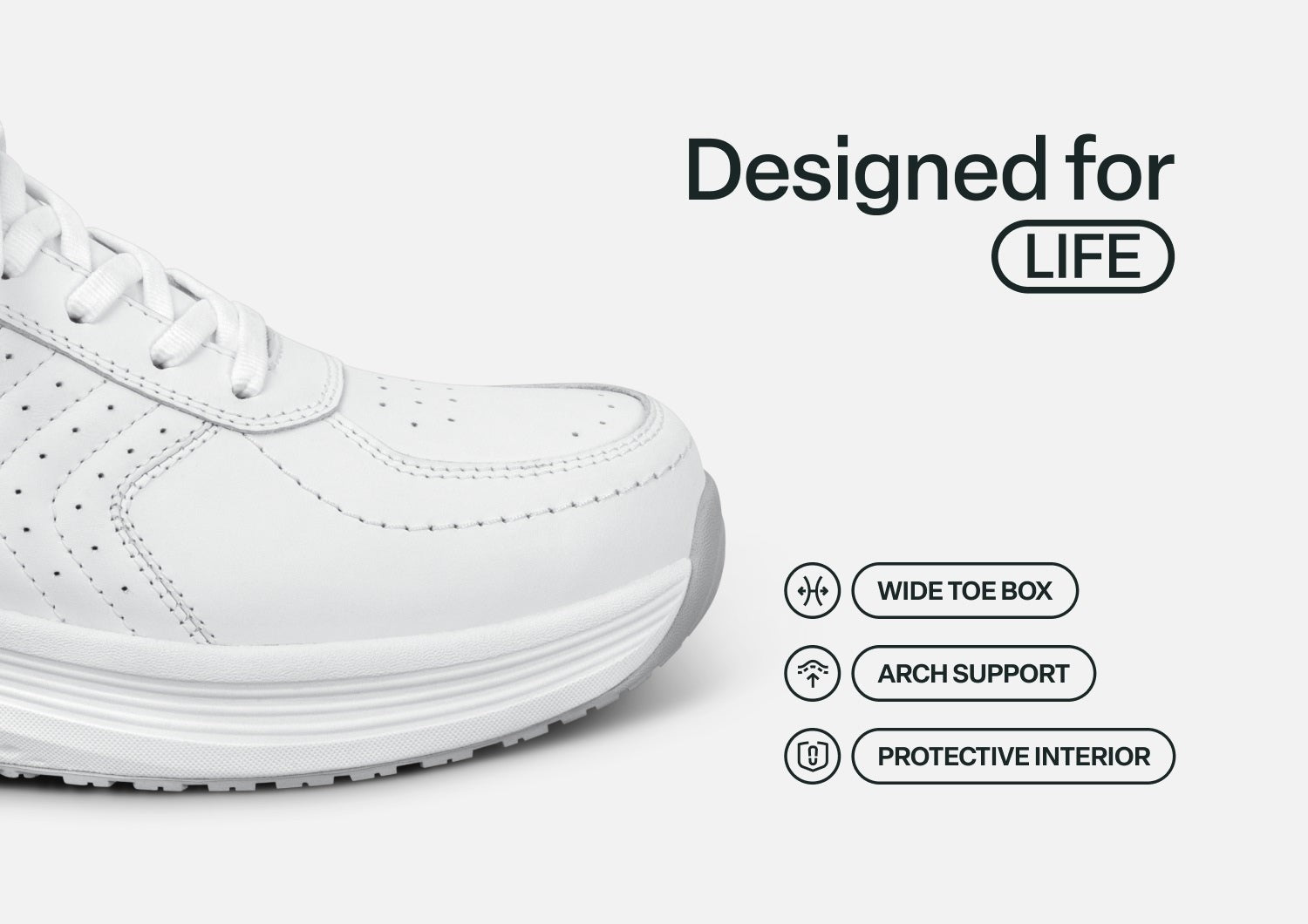 Orthofeet Roam Hands-Free Support Women's Sneakers - White - Feature Detail - 4