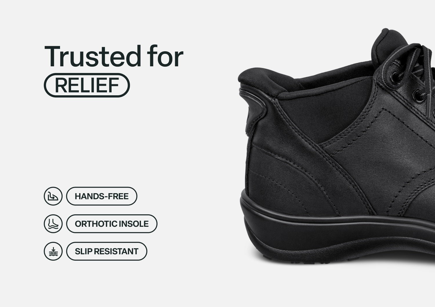 Orthofeet Rosel Hands-Free Slip-On Supportive Women's Boots - Black - Feature Detail - 3
