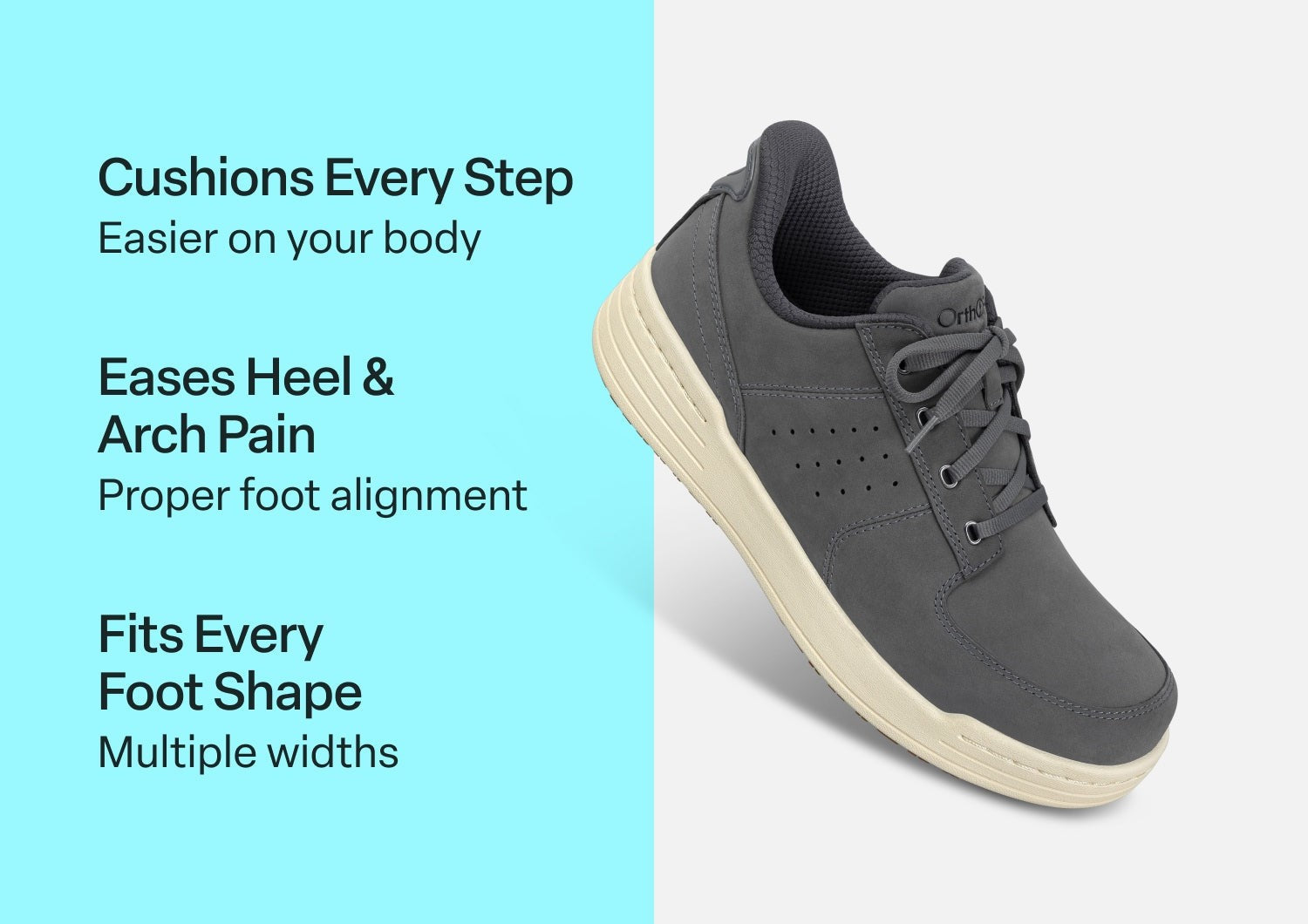 Orthofeet Rove Hands-Free Cushioned Support Men's Casual - Gray - Comfort Benefits - 2