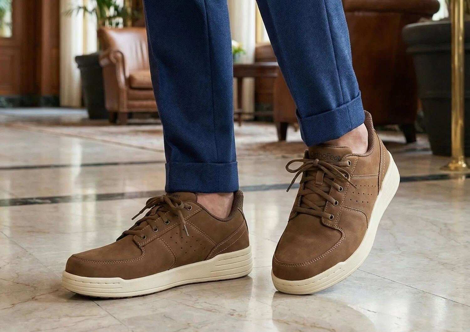 Orthofeet Rove Hands-Free Cushioned Support Men's Casual - Tan - Lifestyle View - 7
