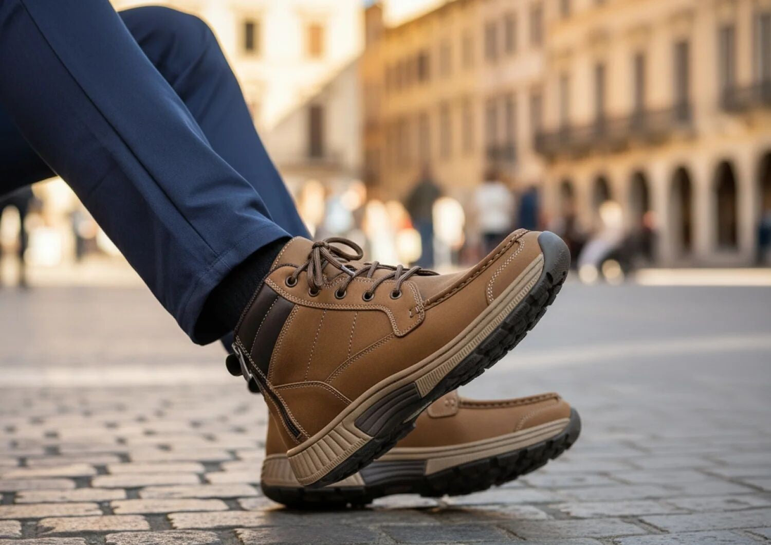 Orthofeet Ryder Cushioned Arch Support Men's Boots - Brown - Lifestyle View - 8