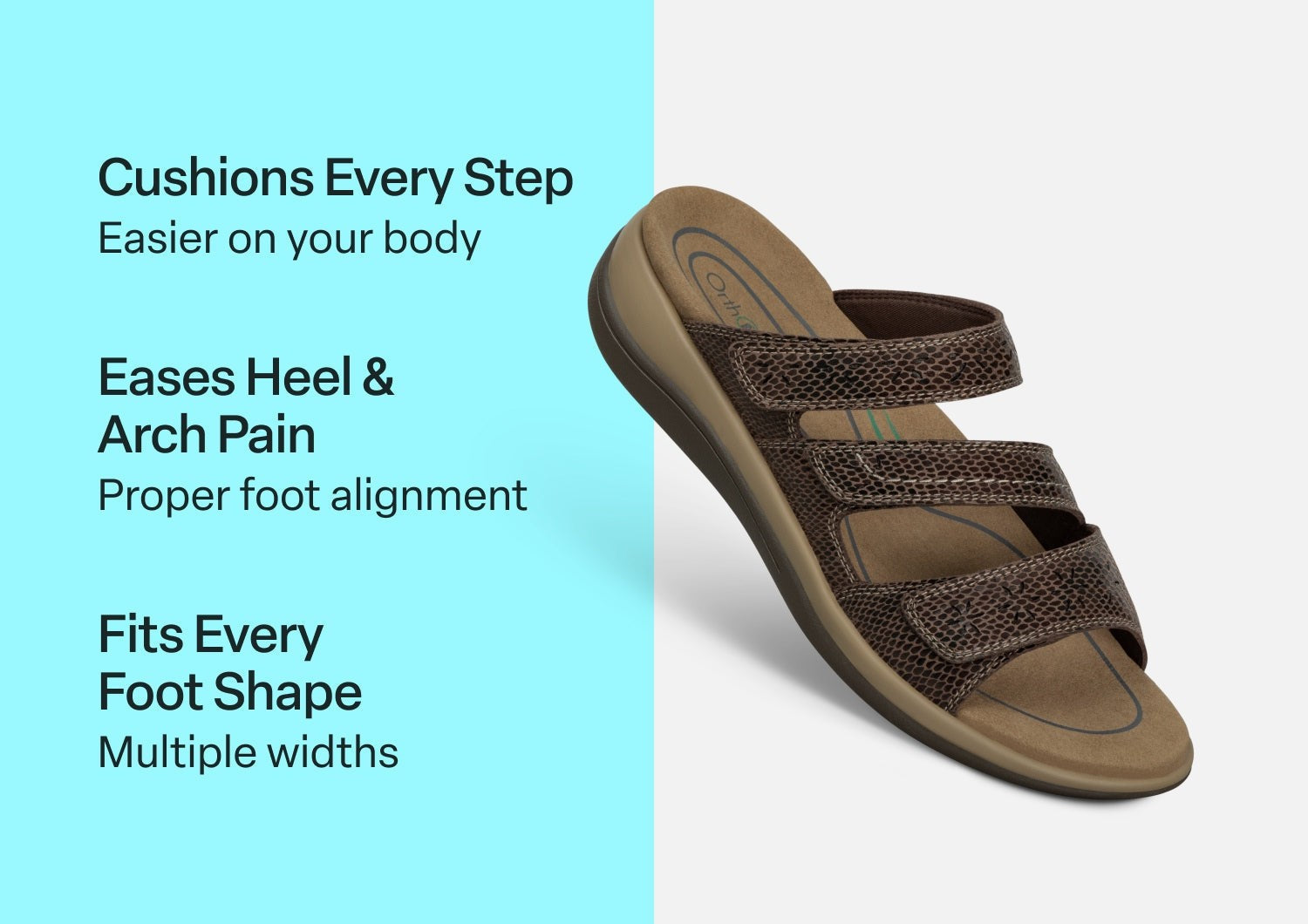Orthofeet Sahara Supportive Cushioned Women's Sandals - Brown Snake - Comfort Benefits - 3