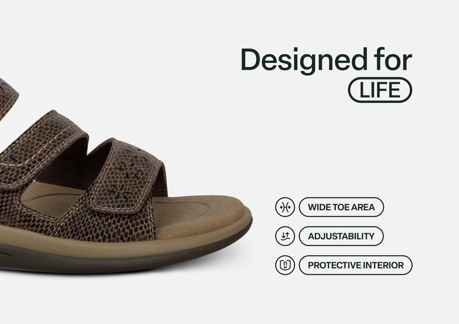 Orthofeet Sahara Supportive Cushioned Women's Sandals - Brown Snake - Feature Detail - 5