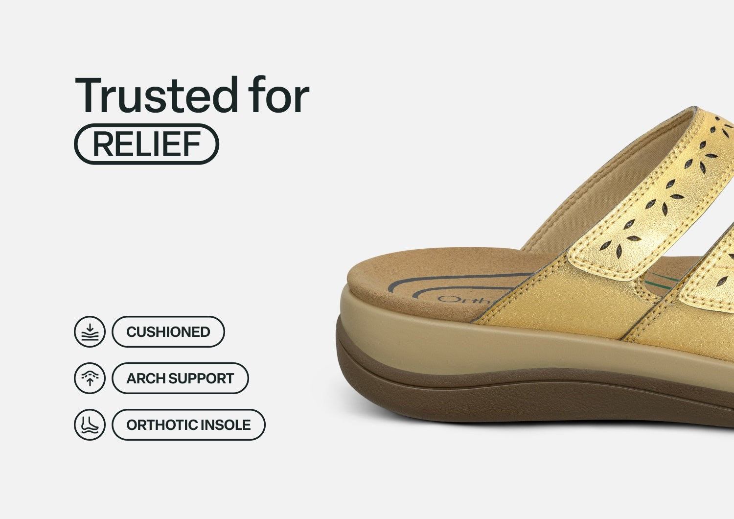 Orthofeet Sahara Supportive Cushioned Women's Sandals - Gold - Feature Detail - 4
