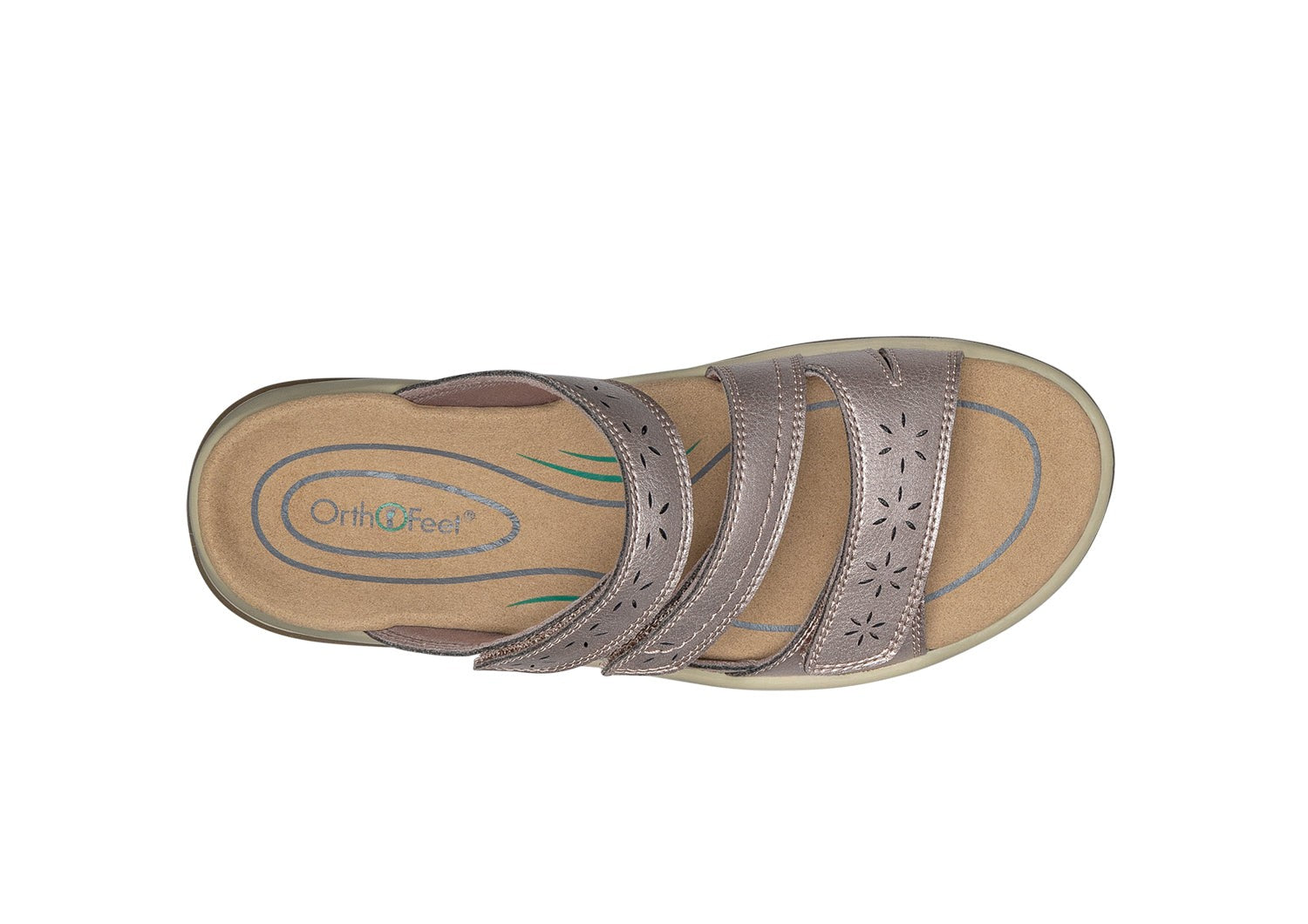 Orthofeet Sahara Supportive Cushioned Women's Sandals - Pewter - Bird's Eye View - 6