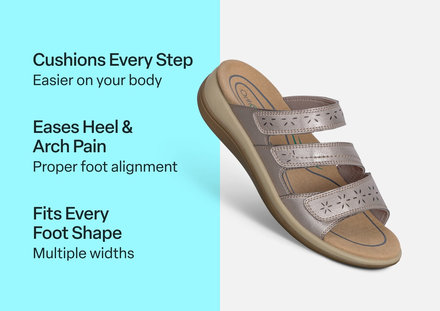 Orthofeet Sahara Supportive Cushioned Women's Sandals - Pewter - Comfort Benefits - 3