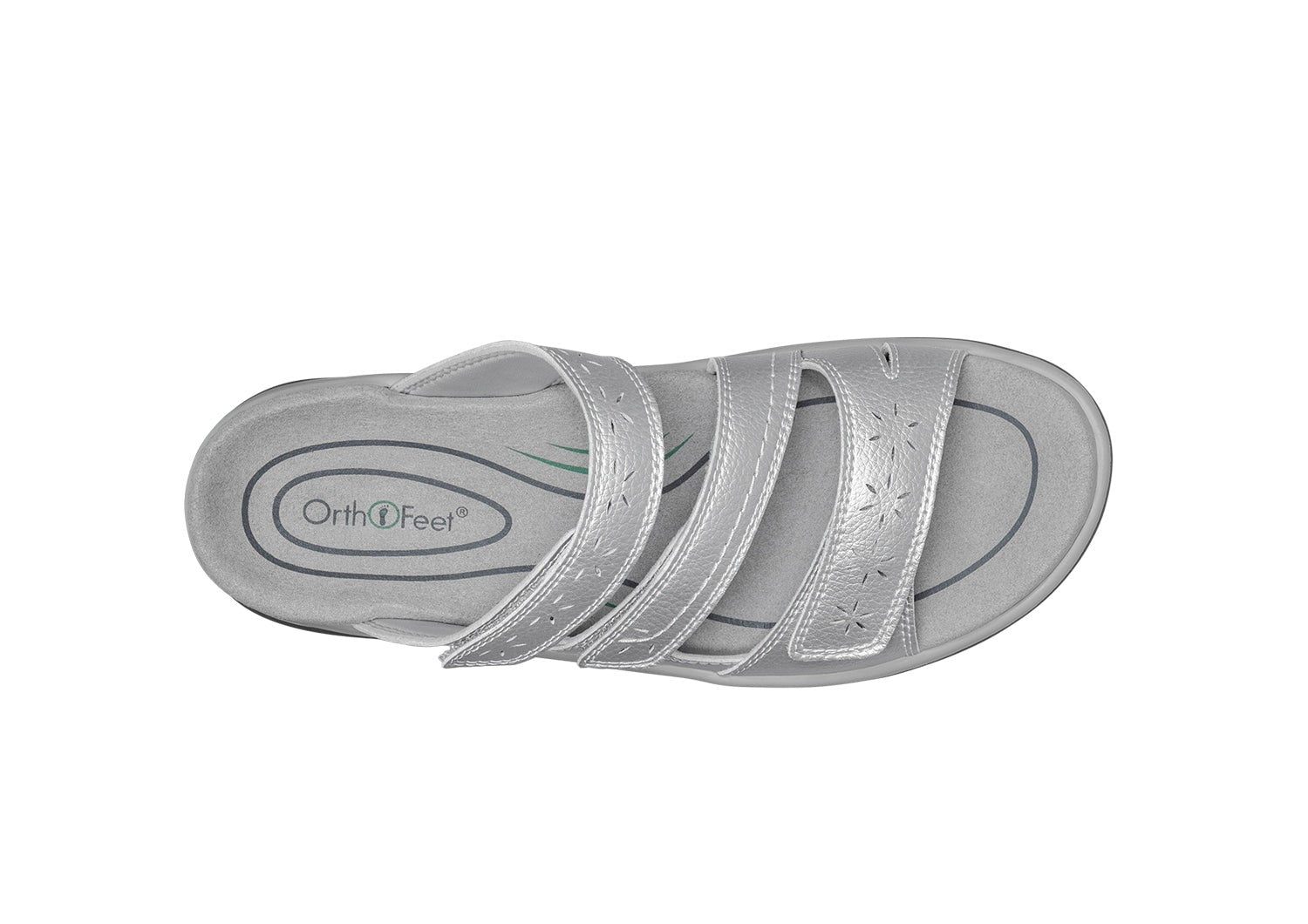 Orthofeet Sahara Supportive Cushioned Women's Sandals - Silver Metallic - Bird's Eye View - 6