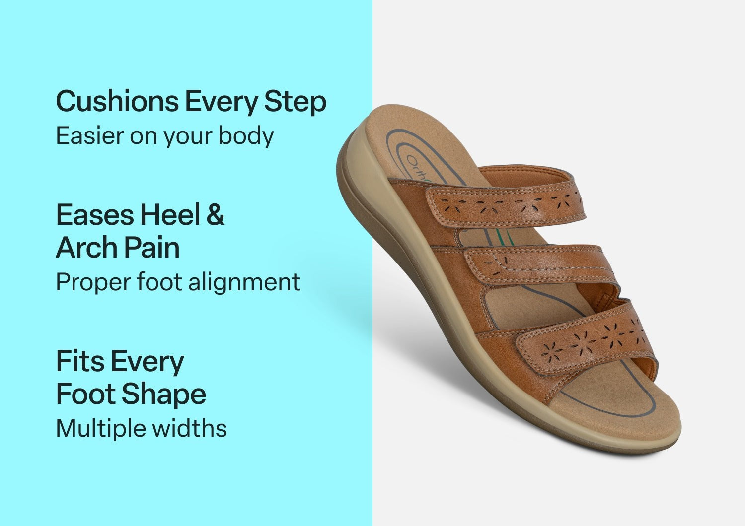 Orthofeet Sahara Supportive Cushioned Women's Sandals - Tan - Comfort Benefits - 3