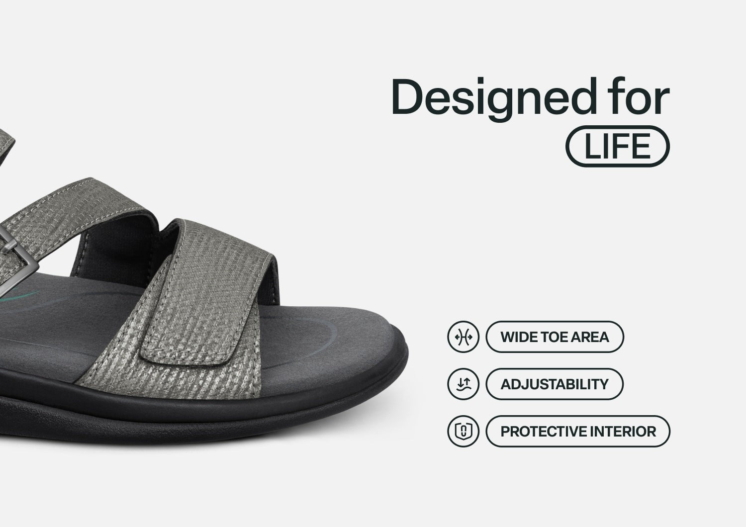 Orthofeet Sahara Weave Women's Sandals - Pewter - Feature Detail - 5