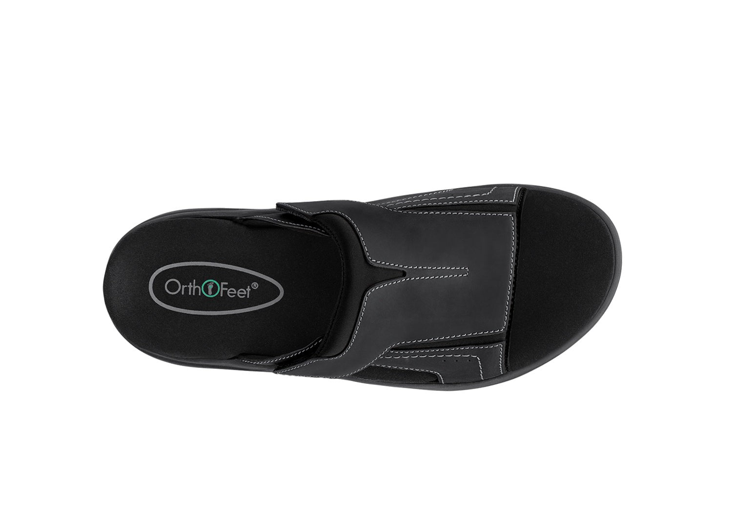 Orthofeet Sarasota Arch-Support Men's Sandals - Black - Bird's Eye View - 7
