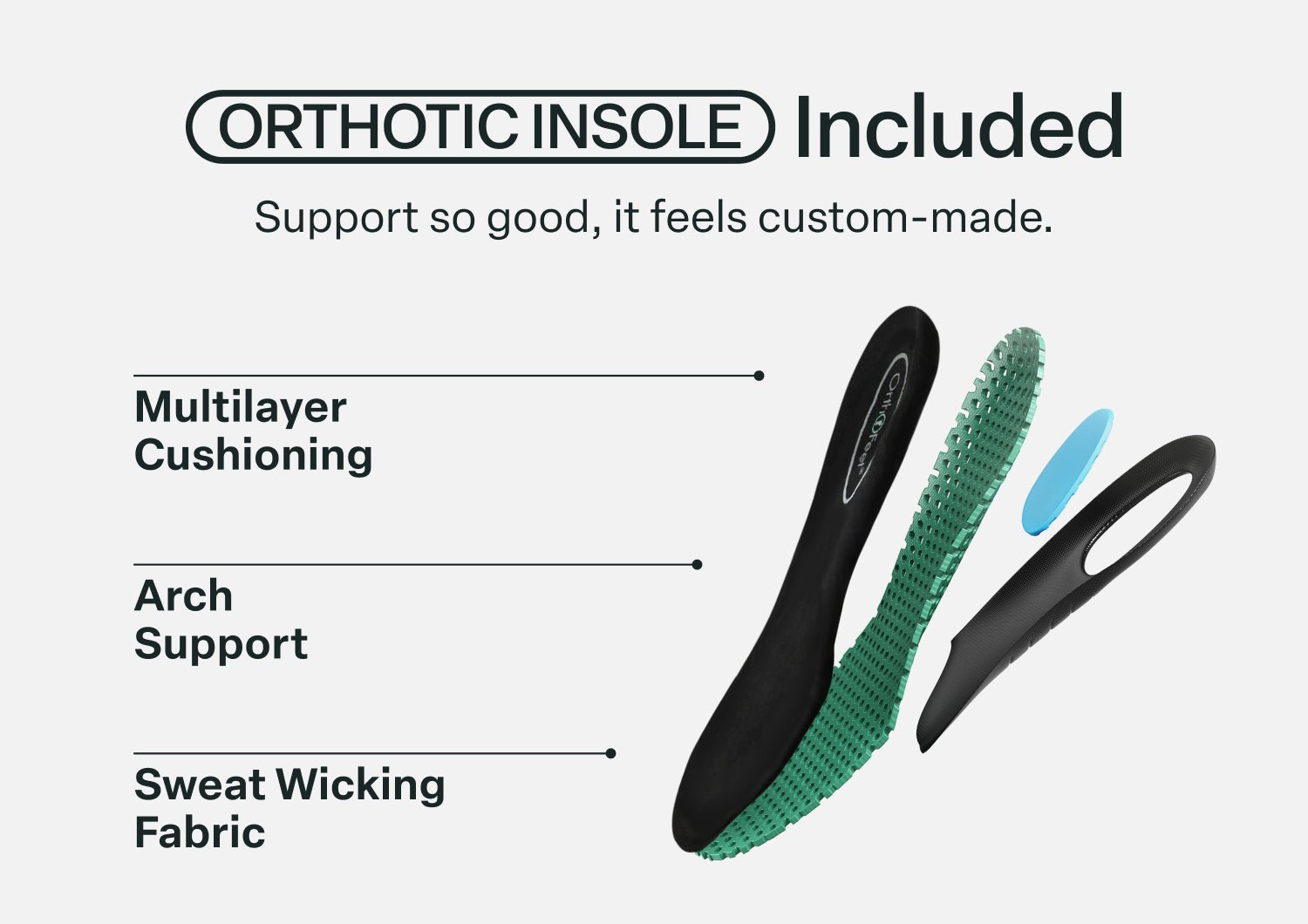 Orthofeet Sarasota Arch-Support Men's Sandals - Black - Orthotic Insole Details - 6