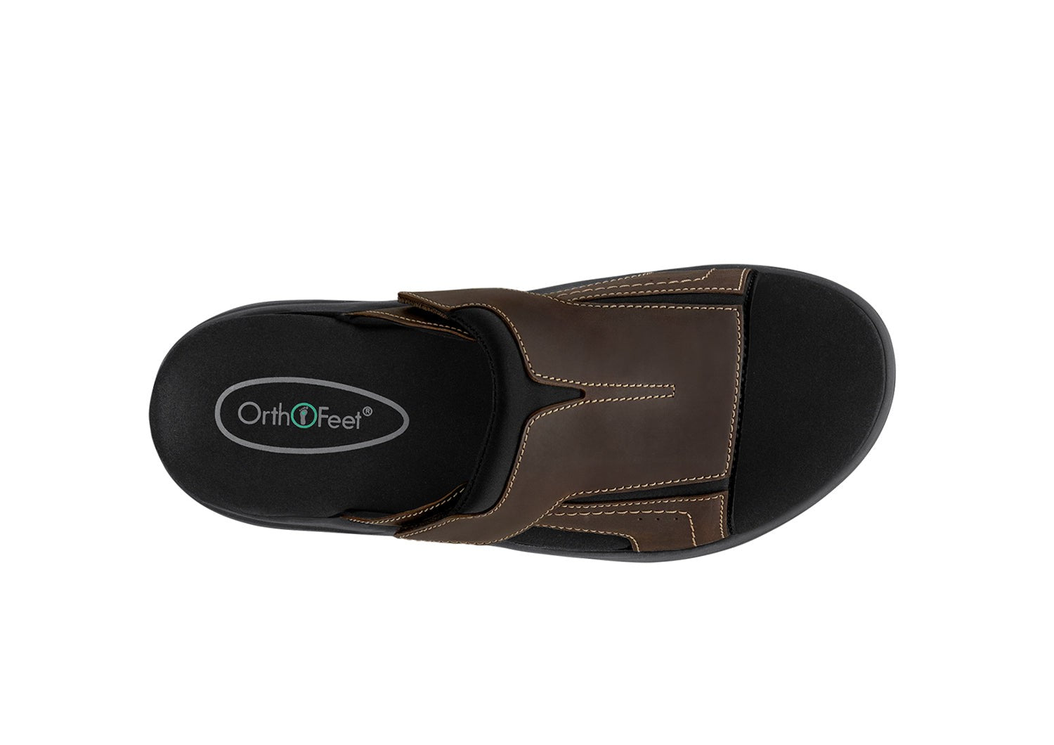 Orthofeet Sarasota Arch-Support Men's Sandals - Brown - Bird's Eye View - 6