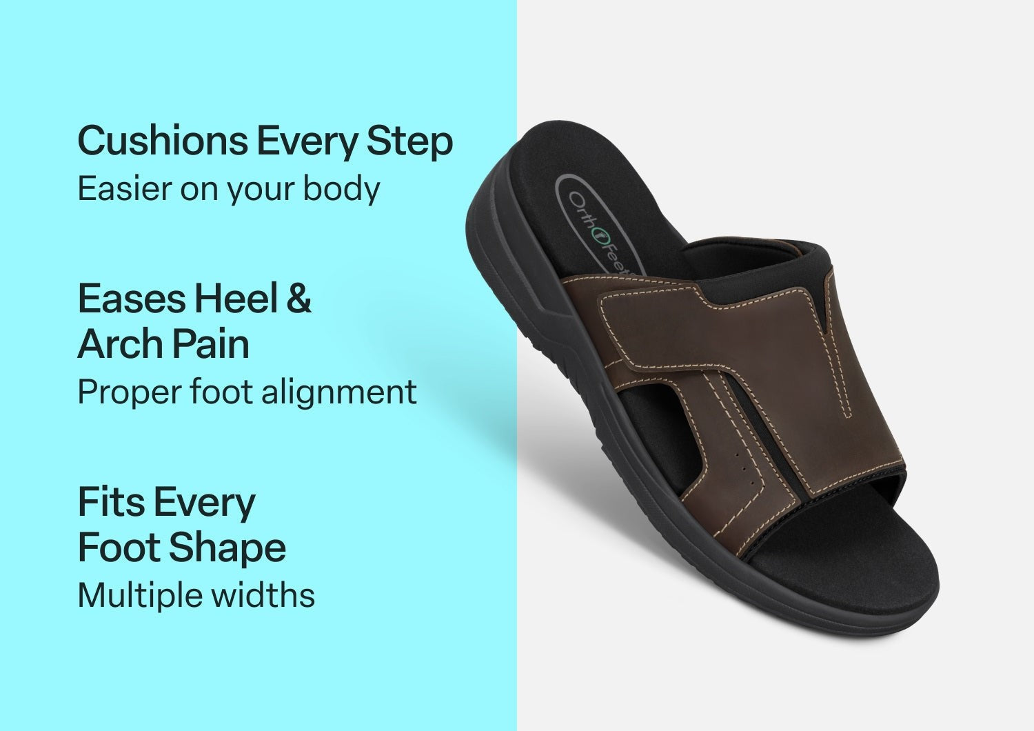 Orthofeet Sarasota Arch-Support Men's Sandals - Brown - Comfort Benefits - 3