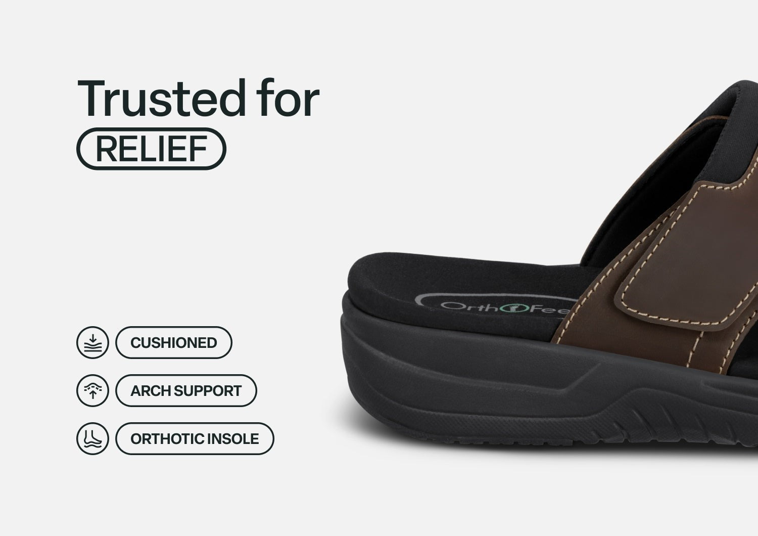 Orthofeet Sarasota Arch-Support Men's Sandals - Brown - Feature Detail - 4