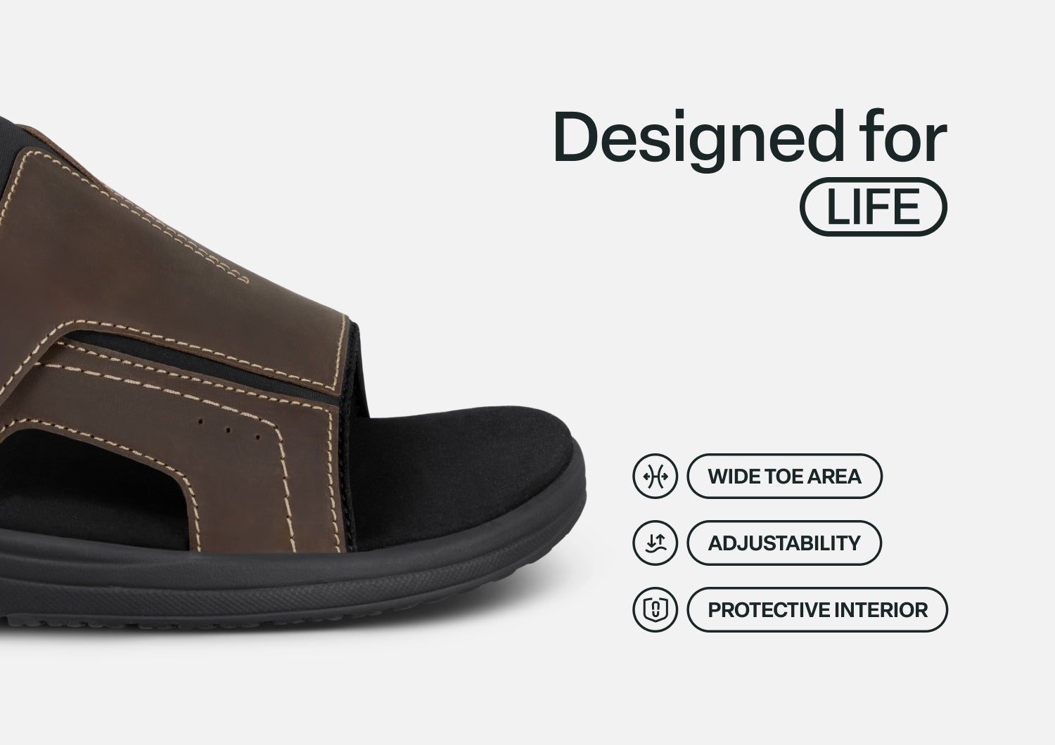 Orthofeet Sarasota Arch-Support Men's Sandals - Brown - Feature Detail - 5