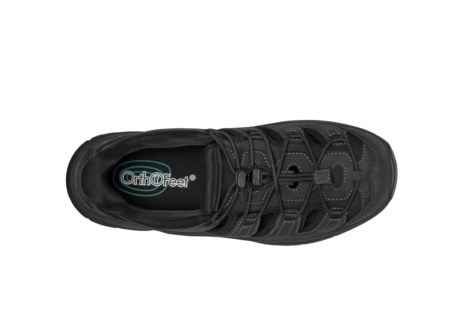 Orthofeet Saturn Hands-Free Max Cushion Support Men's Sandal - Black - Bird's Eye View - 6