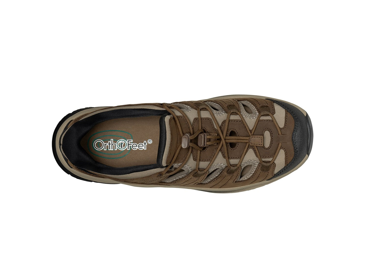 Orthofeet Saturn Hands-Free Max Cushion Support Men's Sandal - Brown - Bird's Eye View - 5