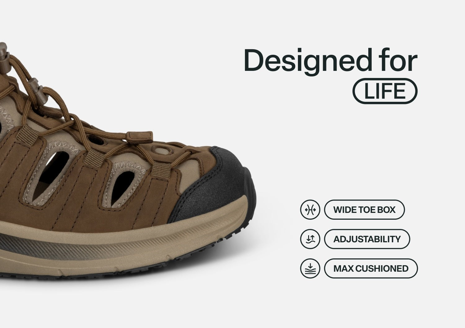Orthofeet Saturn Hands-Free Max Cushion Support Men's Sandal - Brown - Feature Detail - 4