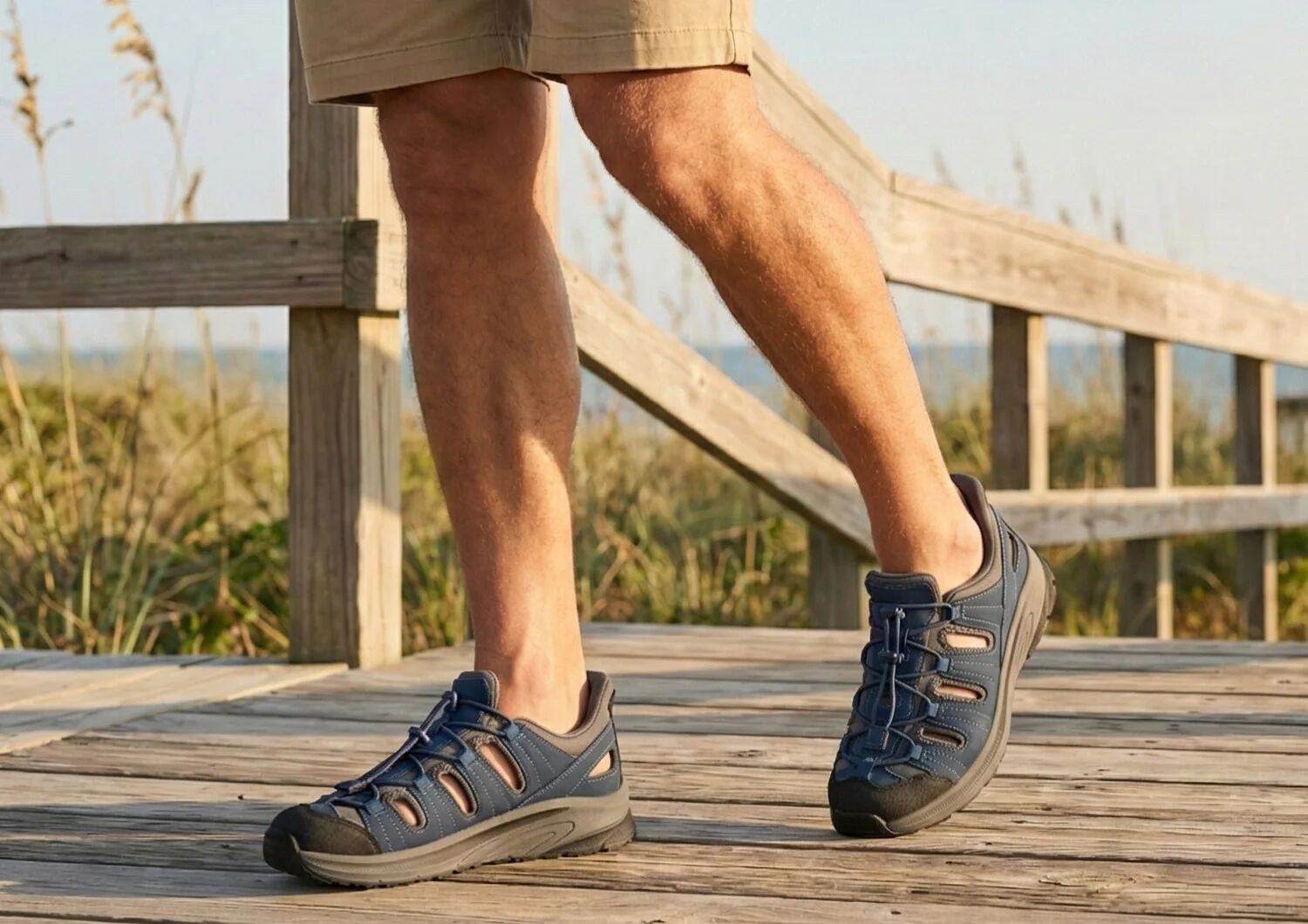 Orthofeet Saturn Hands-Free Max Cushion Support Men's Sandal - Navy - Lifestyle View - 7