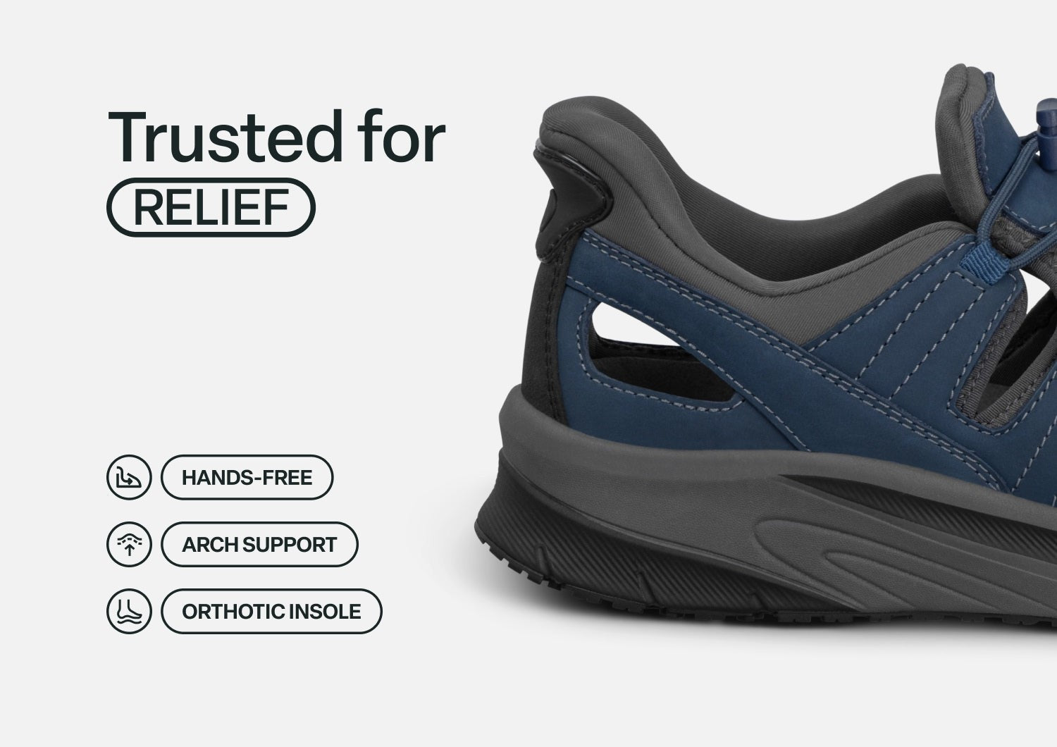Orthofeet Saturn Hands-Free Max Cushion Support Men's Sandal - Navy - Feature Detail - 3