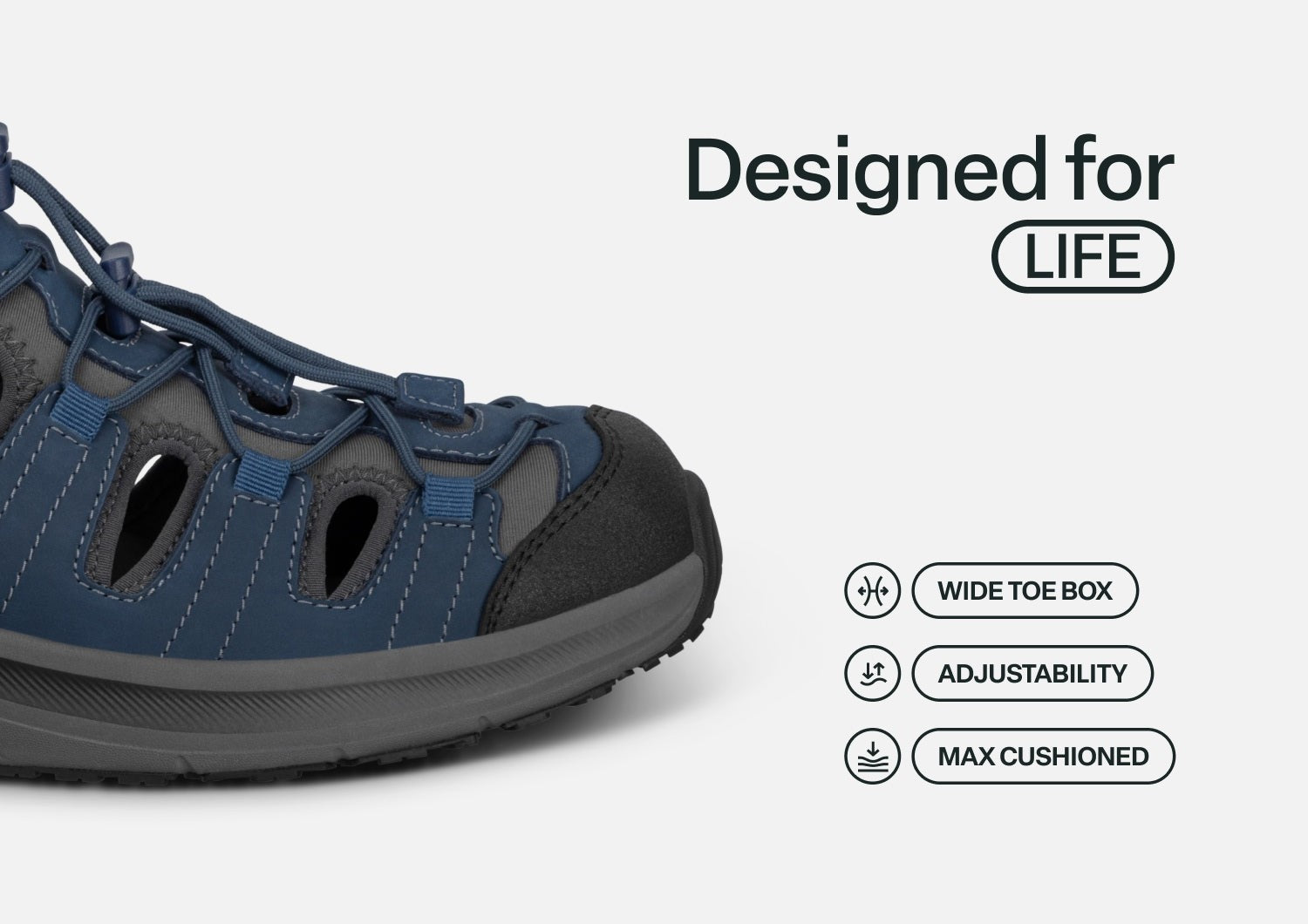 Orthofeet Saturn Hands-Free Max Cushion Support Men's Sandal - Navy - Feature Detail - 4