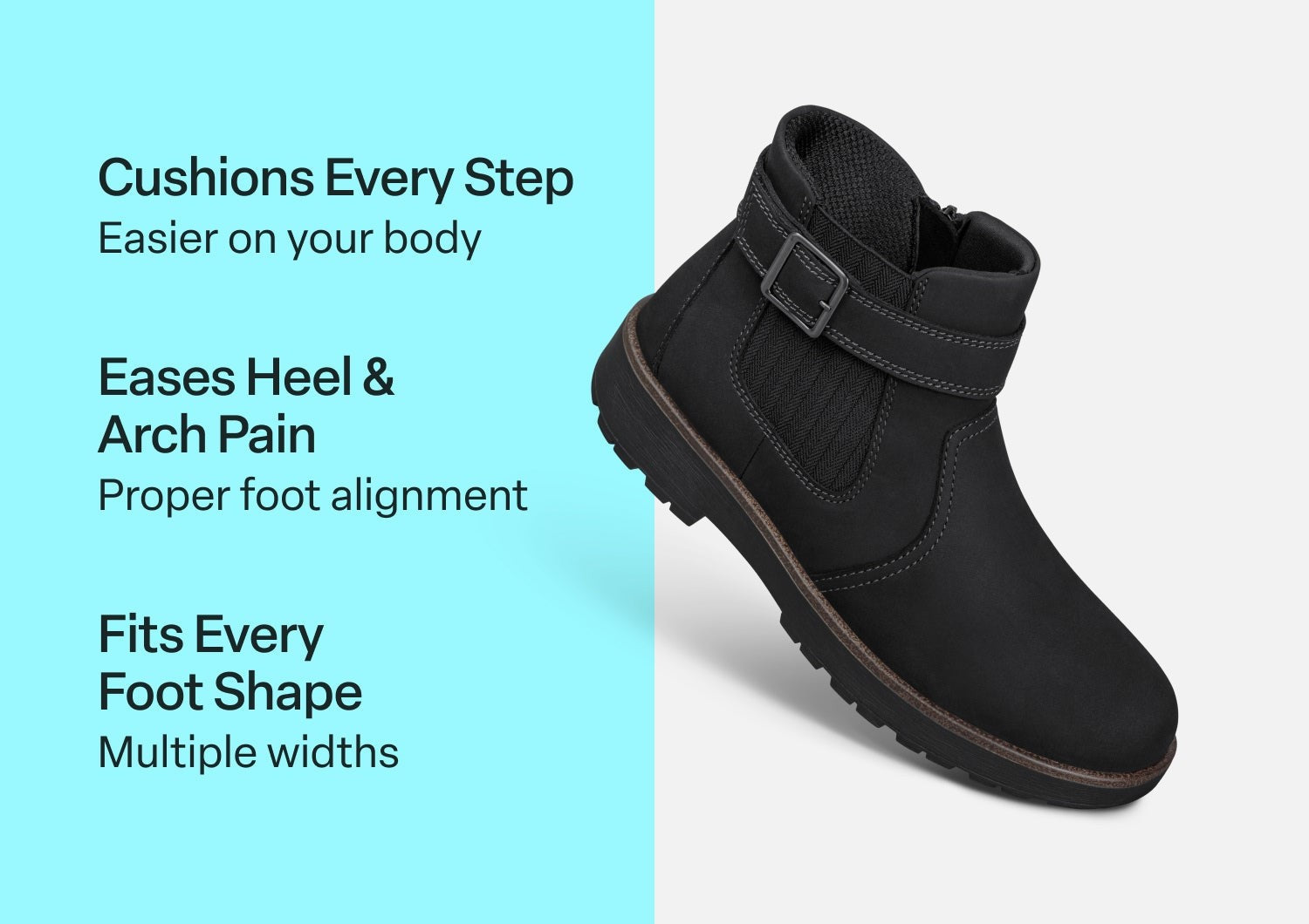 Orthofeet Scarlett Ortho-Cushion™ Women's Boots - Black - Comfort Benefits - 3