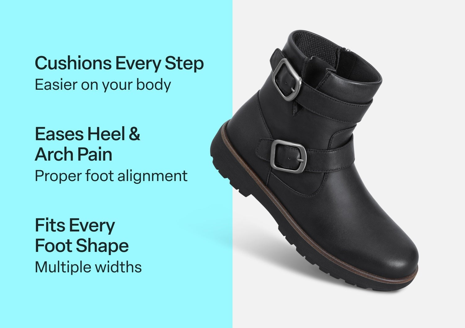 Orthofeet Shania Supportive Comfort Women's Boots - Black - Comfort Benefits - 3