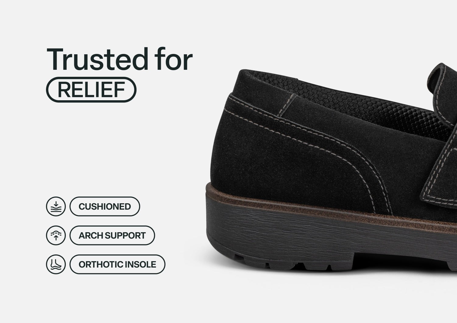 Orthofeet Shelly Casual Stretch Support Women's Loafer - Black - Feature Detail - 4