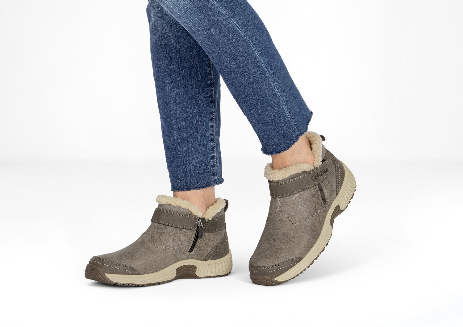 Orthofeet Siena Comfort Support Women's Boots - Taupe - Lifestyle View - 2