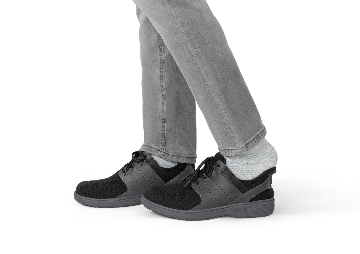 Orthofeet Siron Hands-Free Stretch Supportive Slip-On Men's Sneakers - Black - Lifestyle View - 8