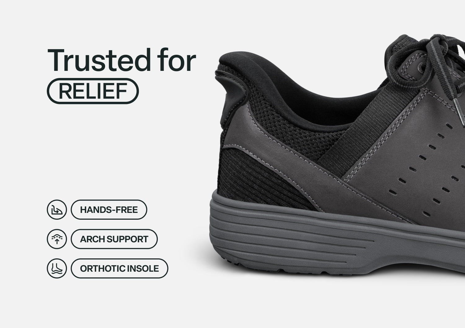Orthofeet Siron Hands-Free Stretch Supportive Slip-On Men's Sneakers - Black - Feature Detail - 3