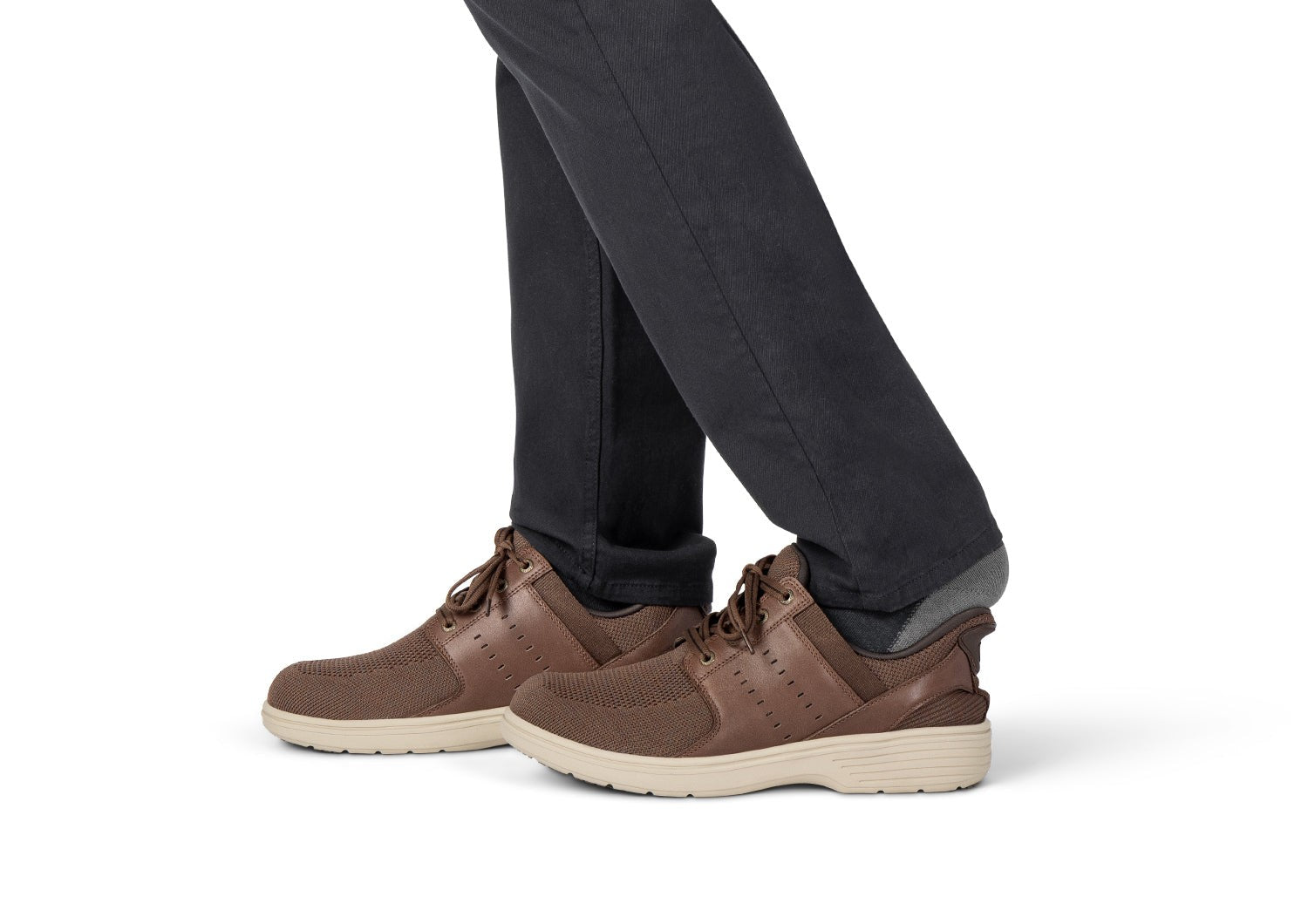 Orthofeet Siron Hands-Free Stretch Supportive Slip-On Men's Sneakers - Brown - Lifestyle View - 7