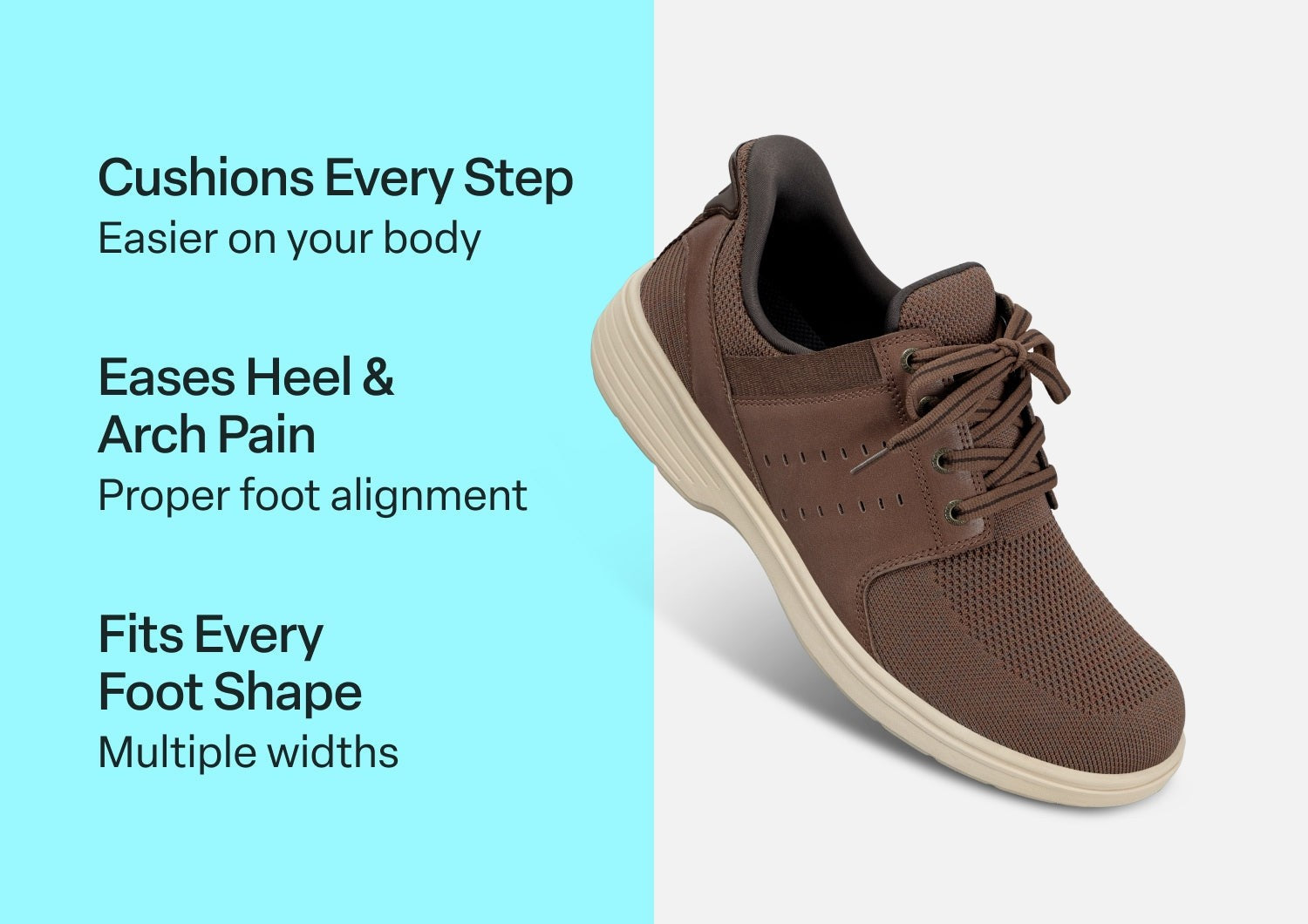 Orthofeet Siron Hands-Free Stretch Supportive Slip-On Men's Sneakers - Brown - Comfort Benefits - 2