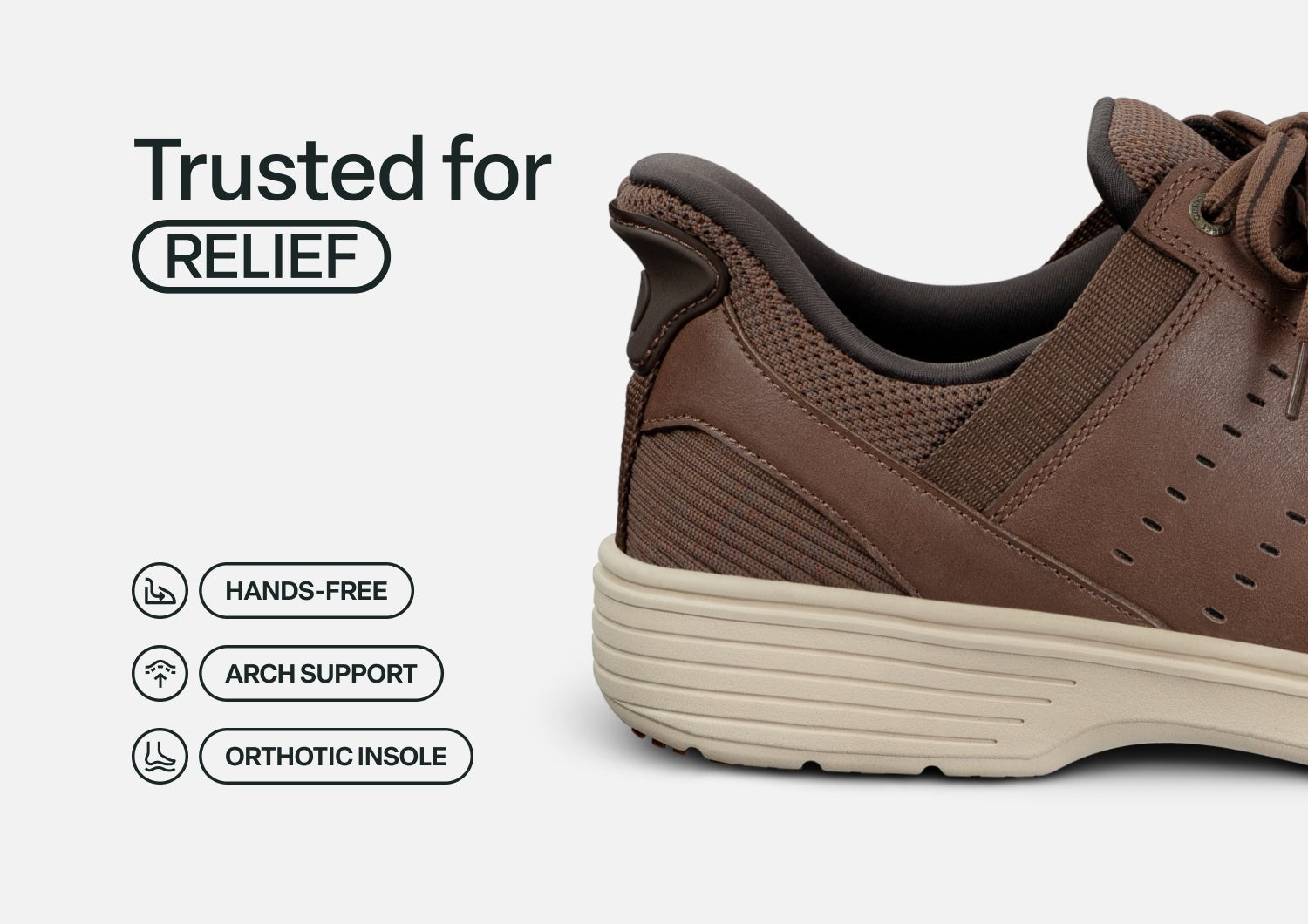 Orthofeet Siron Hands-Free Stretch Supportive Slip-On Men's Sneakers - Brown - Feature Detail - 3
