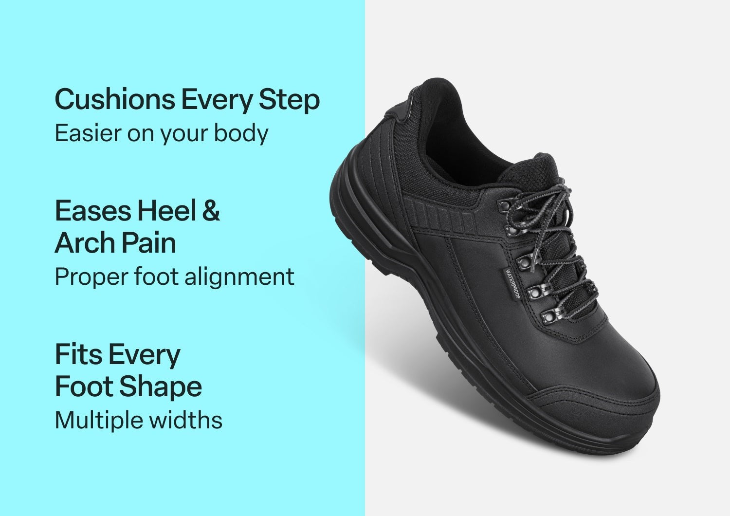 Orthofeet Slate Work Hands-Free Comfort & Arch Support Work Shoe - Black - Comfort Benefits - 2