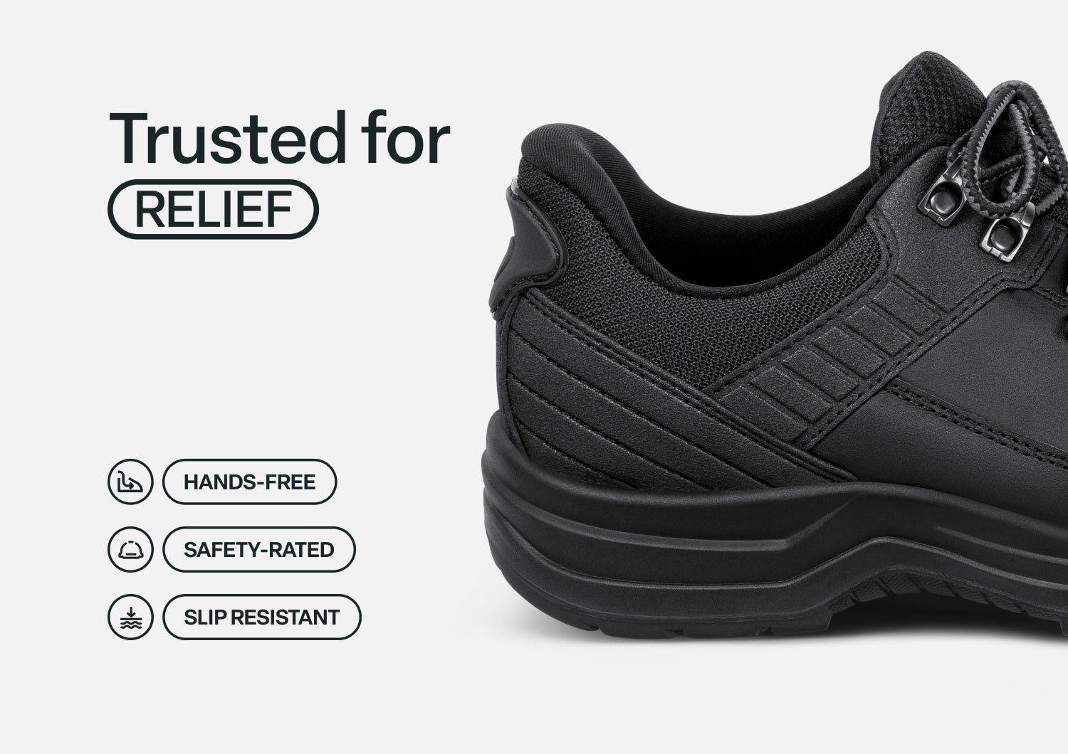 Orthofeet Slate Work Hands-Free Comfort & Arch Support Work Shoe - Black - Feature Detail - 3