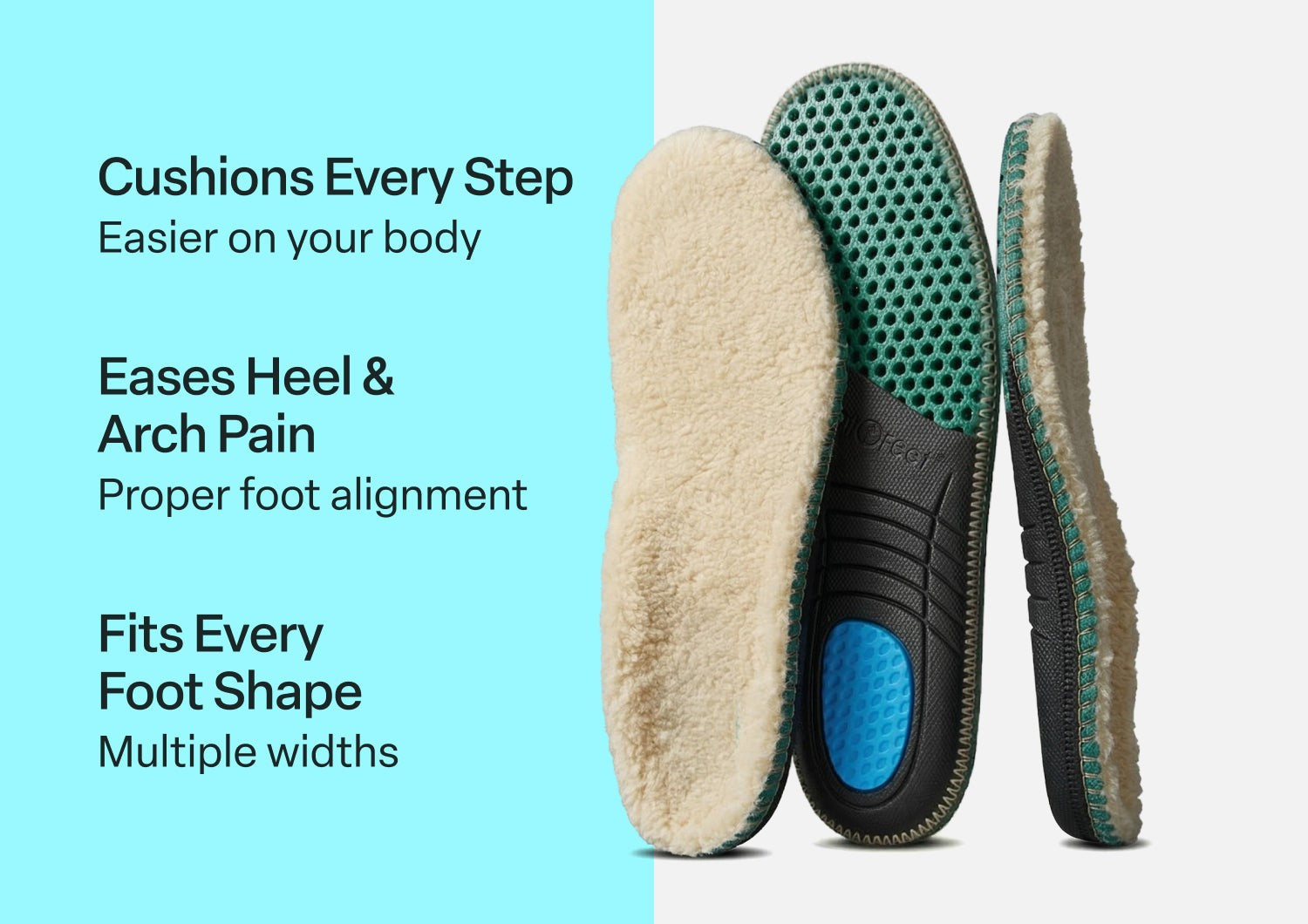 Orthofeet Slipper Insoles Arch Support - One Color - Sole View - 2