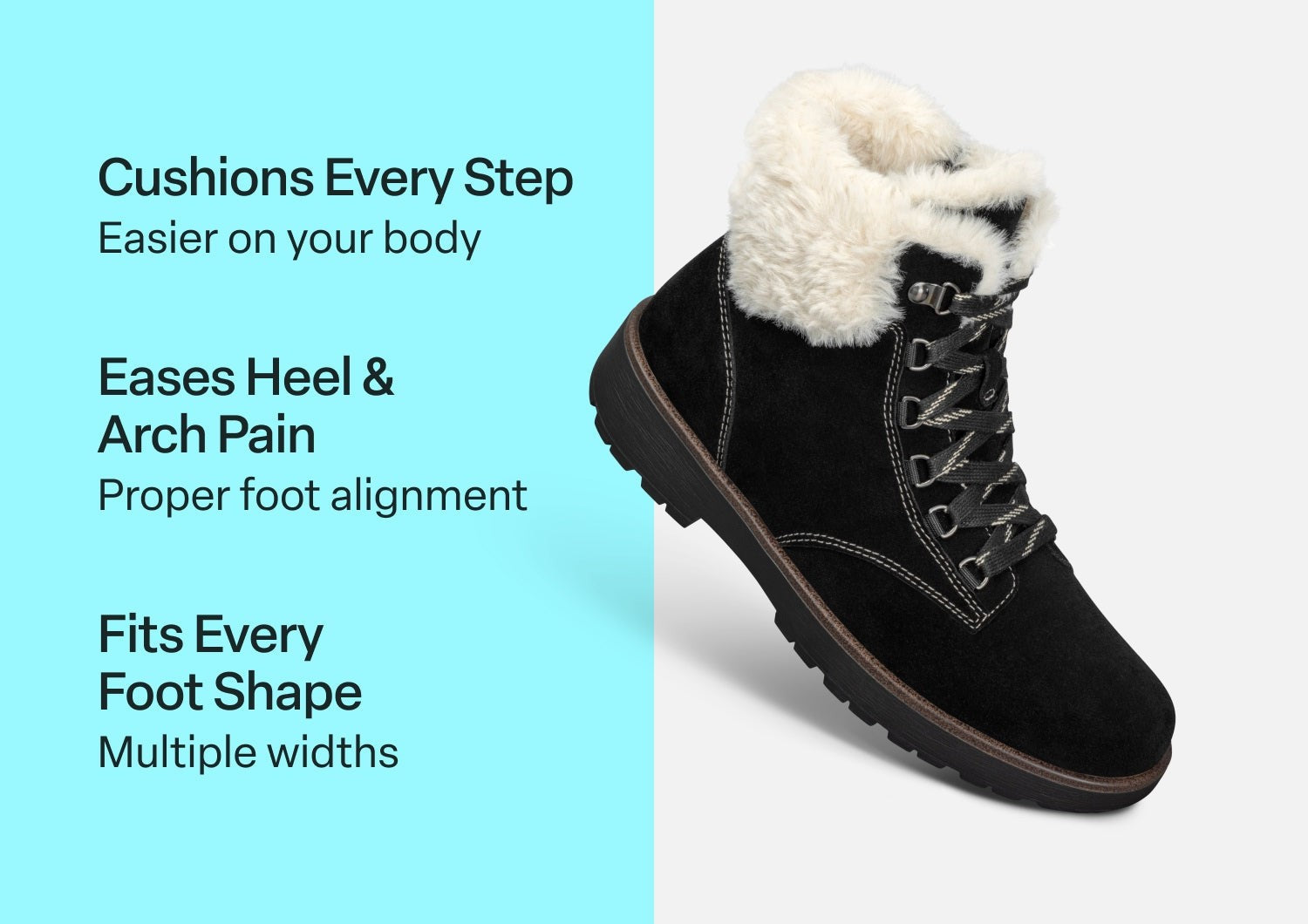 Orthofeet Stella Supportive Cushioned Women's Boots - Black - Comfort Benefits - 3