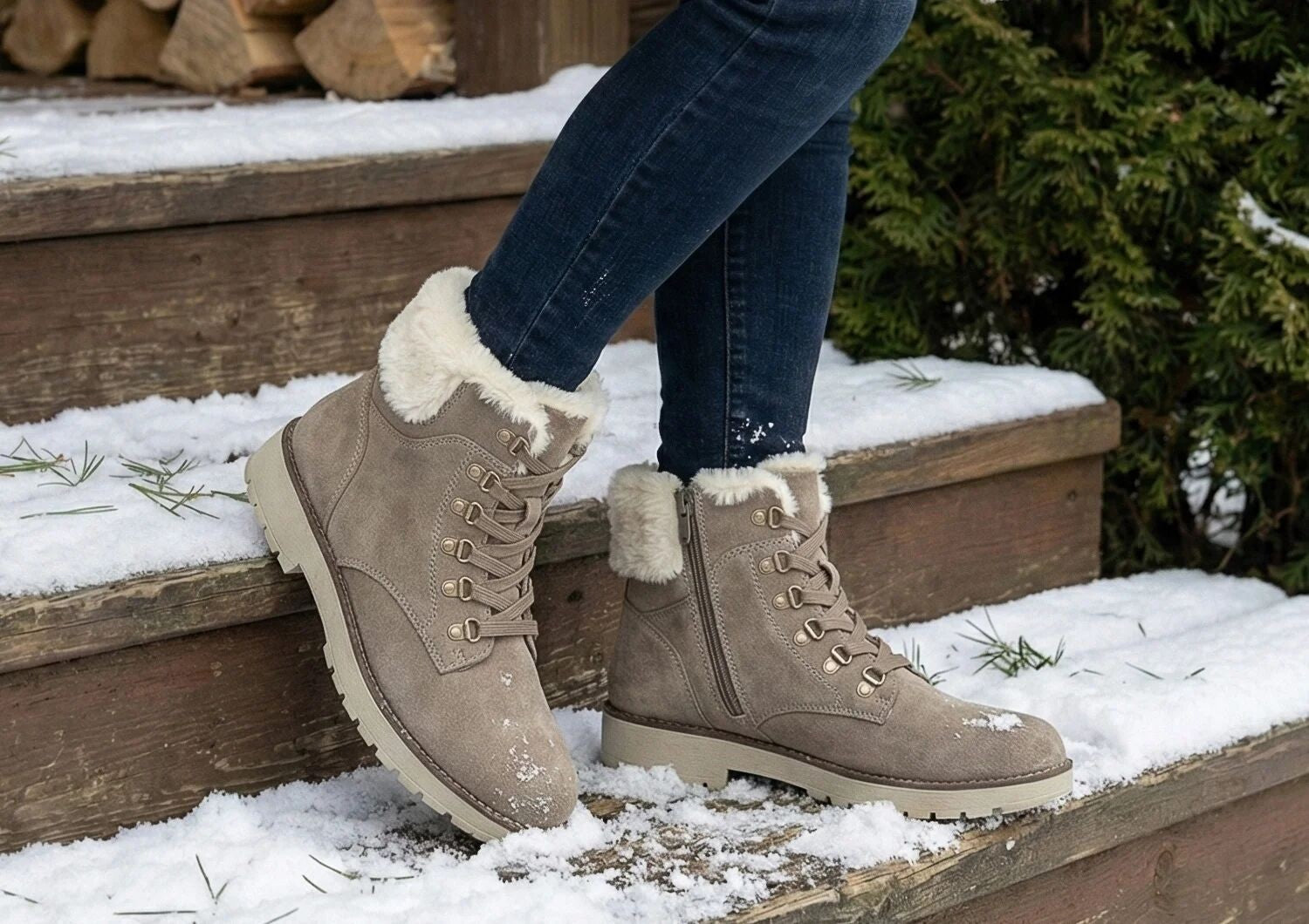 Orthofeet Stella Supportive Cushioned Women's Boots - Taupe - Lifestyle View - 8