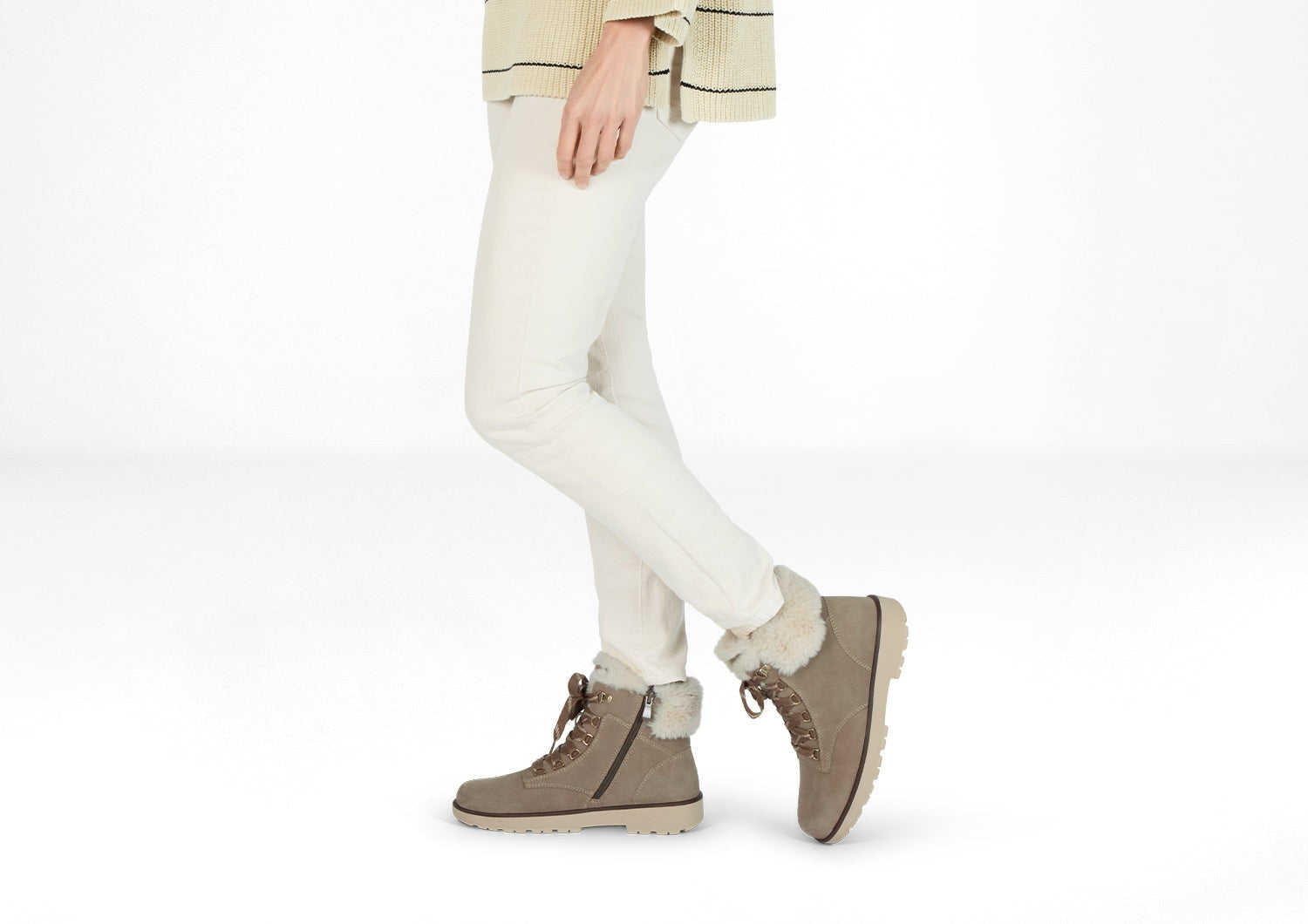 Orthofeet Stella Supportive Cushioned Women's Boots - Taupe - Lifestyle View - 2