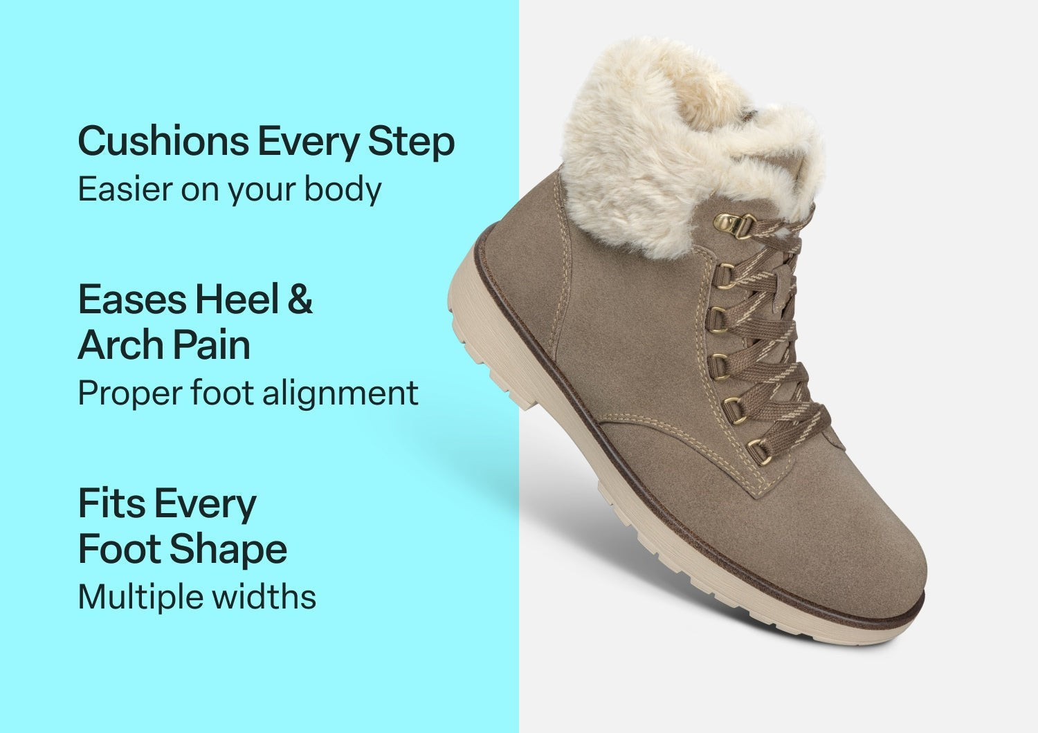 Orthofeet Stella Supportive Cushioned Women's Boots - Taupe - Comfort Benefits - 3