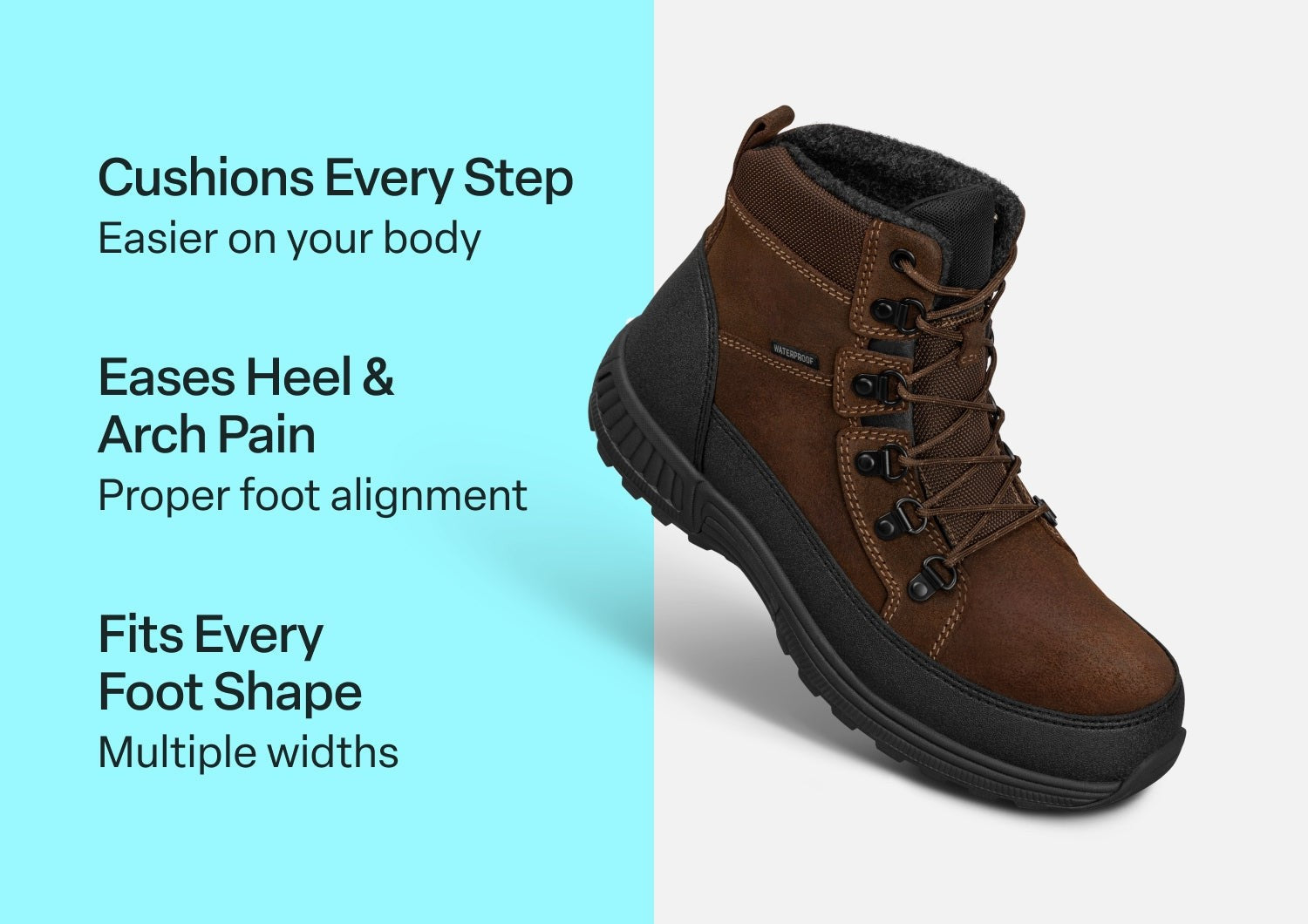 Orthofeet Stratton Waterproof Men's Boots - Brown - Comfort Benefits - 3