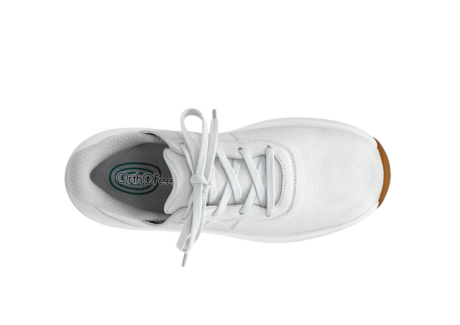 Orthofeet Stride Hands-Free Cushioned Support Women's Sneakers - Ecru - Bird's Eye View - 5