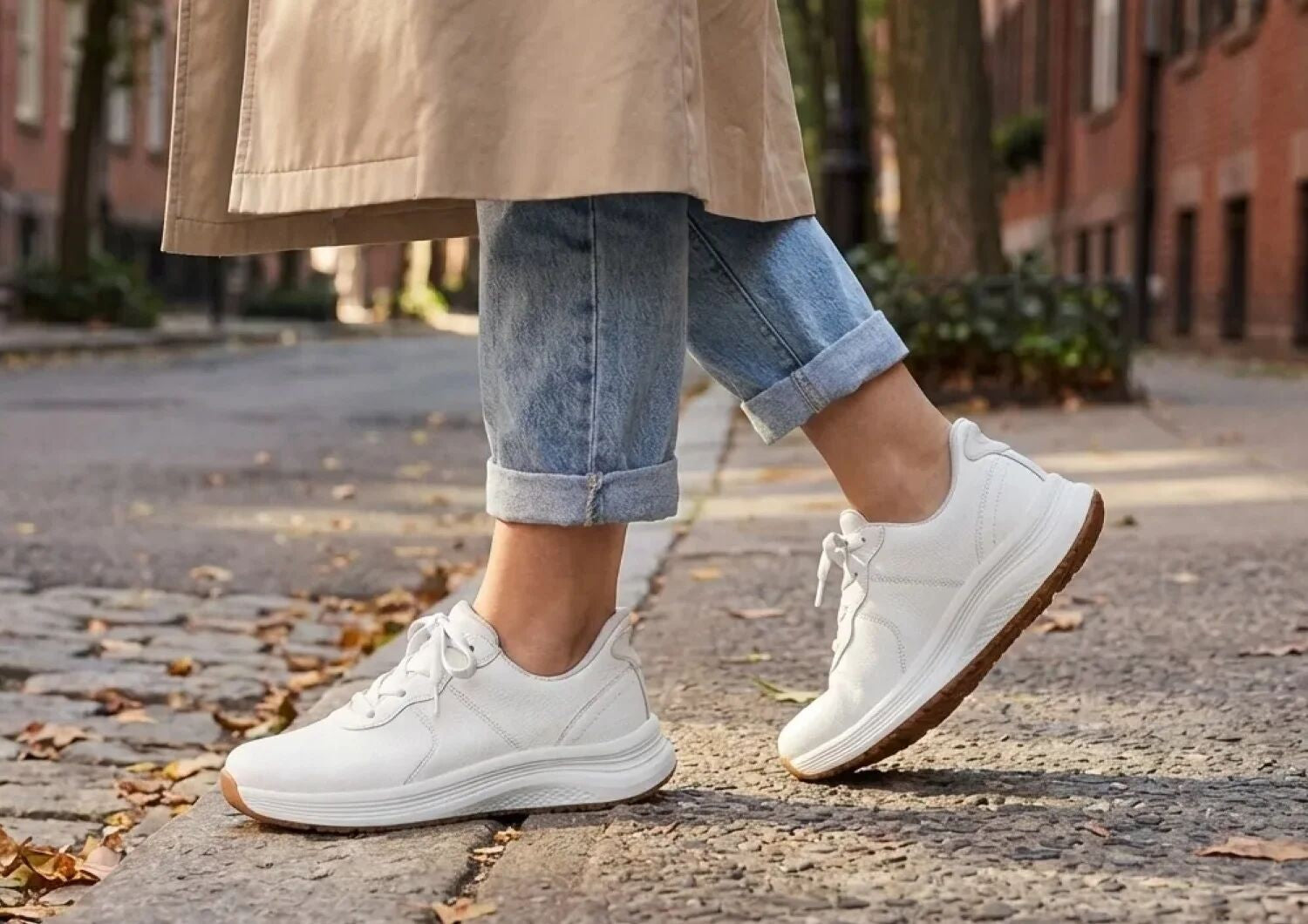 Orthofeet Stride Hands-Free Cushioned Support Women's Sneakers - Ecru - Lifestyle View - 7