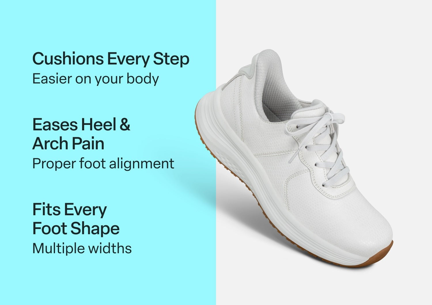 Orthofeet Stride Hands-Free Cushioned Support Women's Sneakers - Ecru - Comfort Benefits - 2