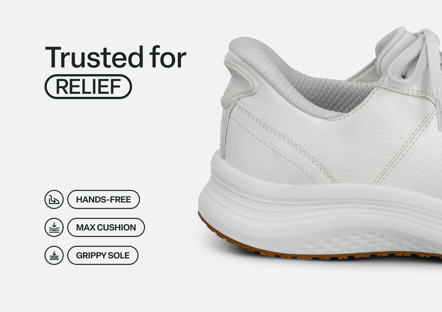 Orthofeet Stride Hands-Free Cushioned Support Women's Sneakers - Ecru - Feature Detail - 3